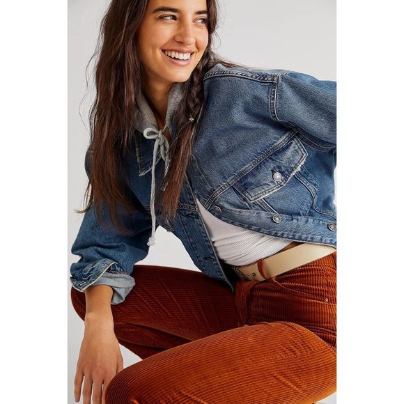 Free People x MOTHER High-Waisted Study Hover Cord Jeans Deep In The Valley - Picture 8 of 14